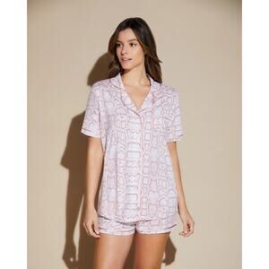 Cosabella Bella Short Sleeve Pajama Set Mandorla Snake Size Large